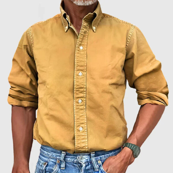 Hugo – Chemise Vintage Pour Hommes Avec Look Délavé Et Manches Longues – Image 5