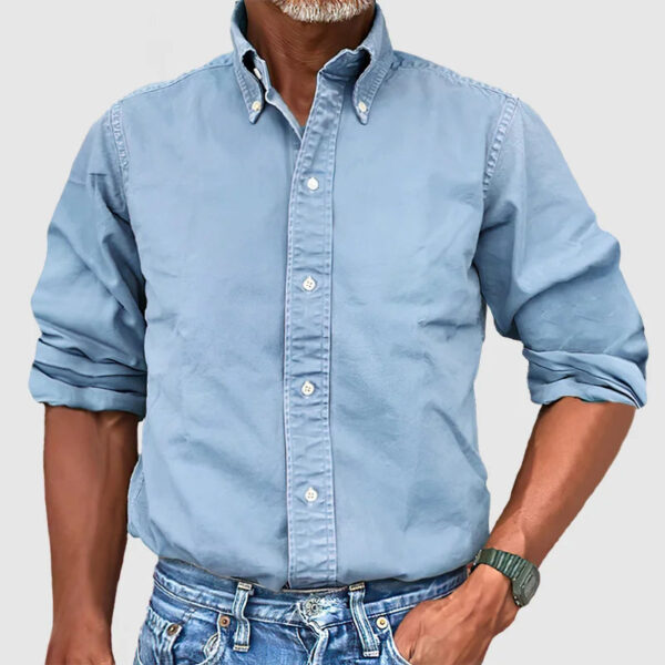 Hugo – Chemise Vintage Pour Hommes Avec Look Délavé Et Manches Longues – Image 2
