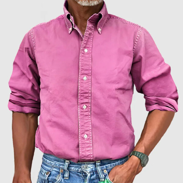 Hugo – Chemise Vintage Pour Hommes Avec Look Délavé Et Manches Longues – Image 6