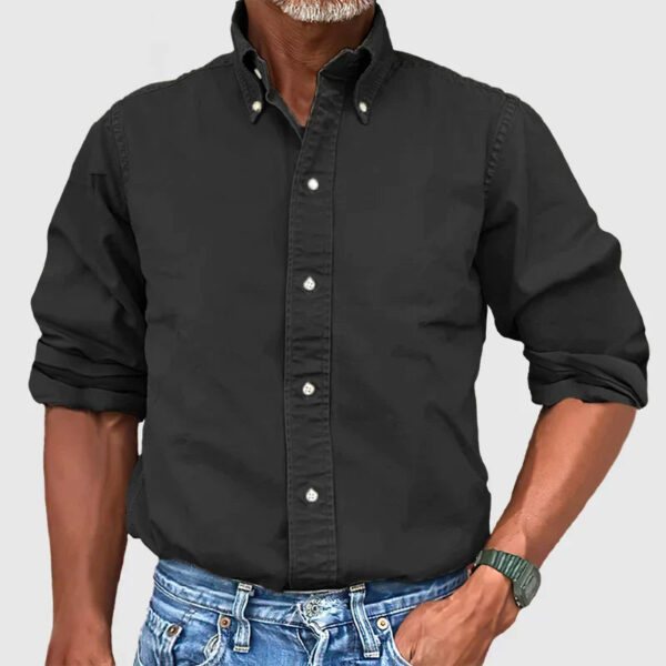 Hugo – Chemise Vintage Pour Hommes Avec Look Délavé Et Manches Longues – Image 11