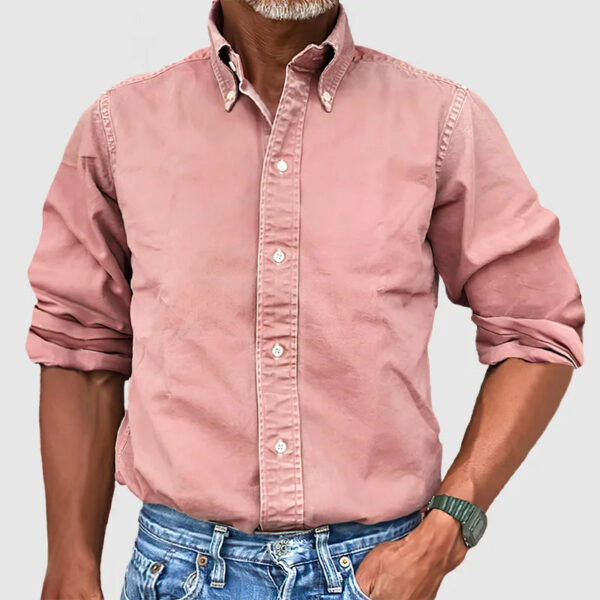 Hugo – Chemise Vintage Pour Hommes Avec Look Délavé Et Manches Longues – Image 3