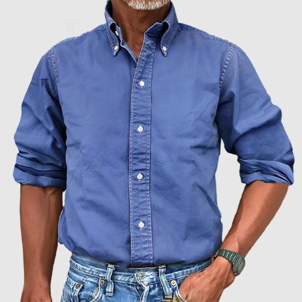 Hugo – Chemise Vintage Pour Hommes Avec Look Délavé Et Manches Longues – Image 4