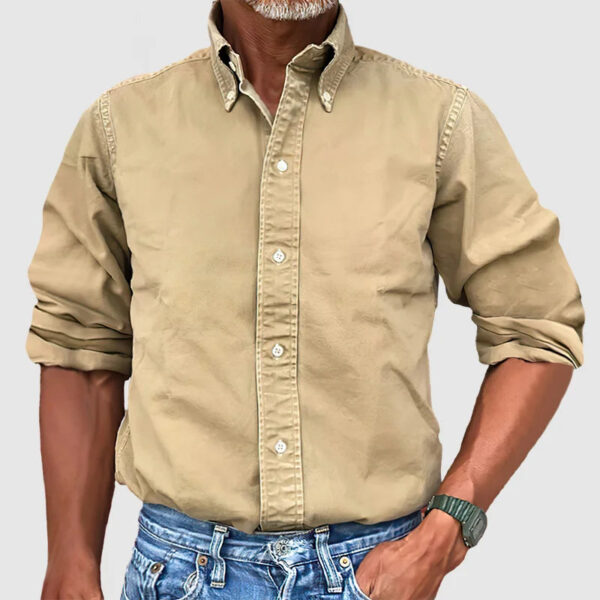 Hugo – Chemise Vintage Pour Hommes Avec Look Délavé Et Manches Longues