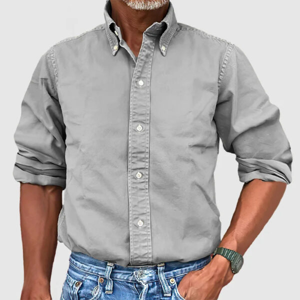 Hugo – Chemise Vintage Pour Hommes Avec Look Délavé Et Manches Longues – Image 7