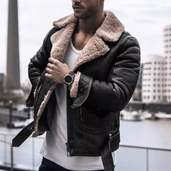 Xavier – Veste En Cuir Pour Homme Avec Intérieur En Laine Chaude