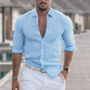 Sander - Chemise en Lin pour Hommes - Respirant - Style Décontracté