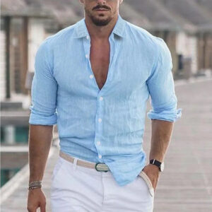 Sander - Chemise en Lin pour Hommes - Respirant - Style Décontracté