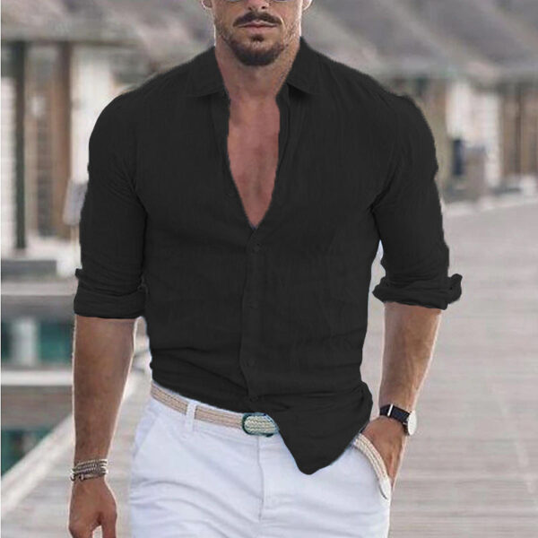 Sander - Chemise en Lin pour Hommes - Respirant - Style Décontracté – Image 7