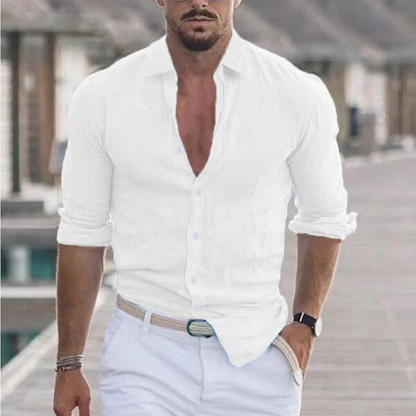 Sander - Chemise en Lin pour Hommes - Respirant - Style Décontracté – Image 12