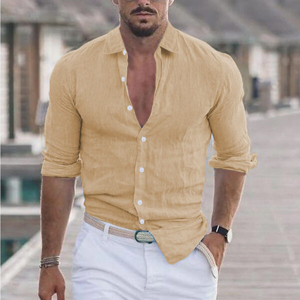 Sander - Chemise en Lin pour Hommes - Respirant - Style Décontracté – Image 8