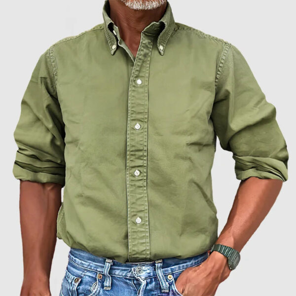 Hugo – Chemise Vintage Pour Hommes Avec Look Délavé Et Manches Longues – Image 8