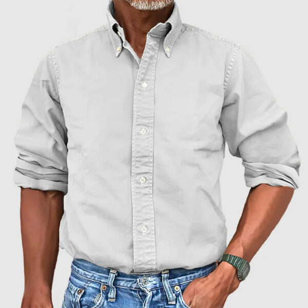 Hugo – Chemise Vintage Pour Hommes Avec Look Délavé Et Manches Longues – Image 10