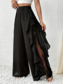 Dorice -Pantalon large élégant avec bordure en dentelle
