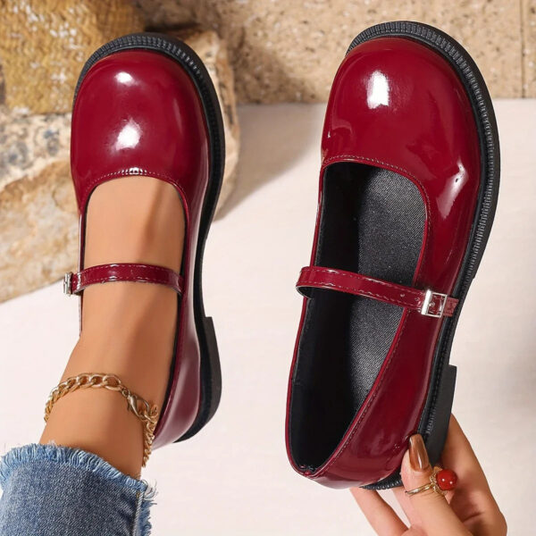 Mary Jane - Chaussures à enfiler en cuir à bout rond pour femmes – Image 2