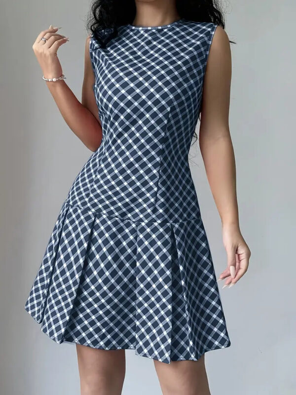 Zilpha - Robe trapèze imprimée sans manches élégante – Image 7
