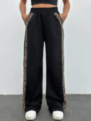 Dovie - Pantalon droit élégant avec bandes latérales à imprimé léopard