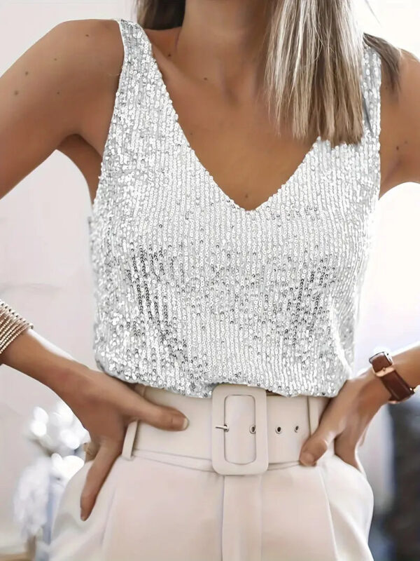 Esme - Débardeur col V à paillettes – Image 4