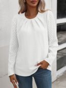 Annalise - Blouse élégante à manches longues évasées et col rond froncé