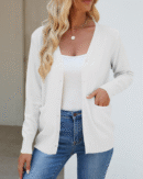 Bessie - Gilet boutonné à manches longues avec col en V et poches