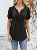 Krista - Blouse décontractée à manches courtes avec volants