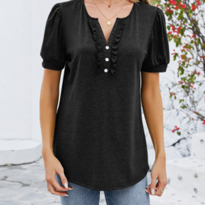 Krista - Blouse décontractée à manches courtes avec volants