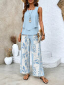 Rebecca - Ensemble top et pantalon à encolure carrée