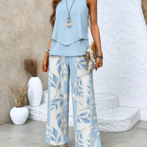 Rebecca - Ensemble top et pantalon à encolure carrée