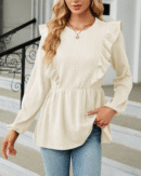 Leilani - Blouse élégante à manches longues et col rond à volants