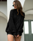 Lara - Pull à col roulé en tricot torsadé