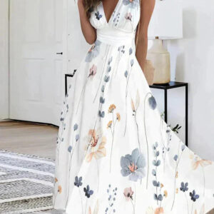 Merrill - Robe longue imprimée sans manches pour femmes
