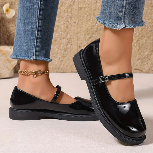 Mary Jane - Chaussures à enfiler en cuir à bout rond pour femmes – Image 7