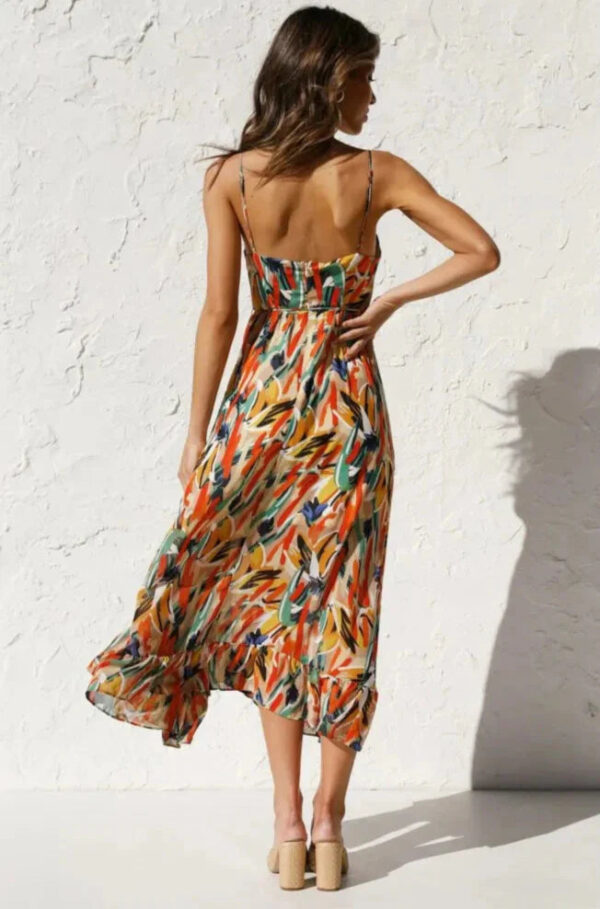 Odisa - Robe d'été imprimée sans manches avec col en V – Image 4