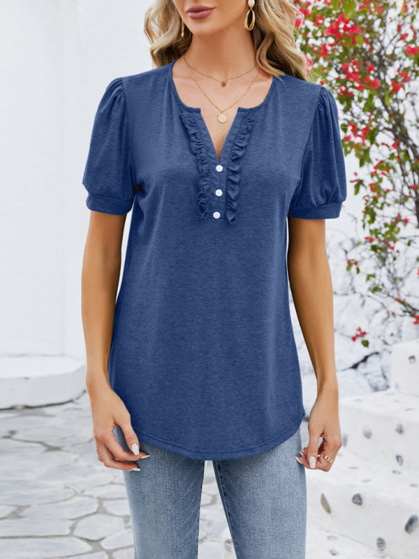 Krista - Blouse décontractée à manches courtes avec volants – Image 4