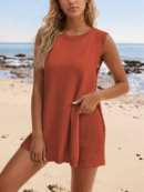 Eliza - Ensemble short et haut fendu sans manches à col rond