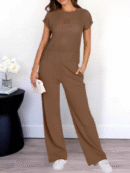 Delphine - Haut en maille ajourée et pantalon à jambe large