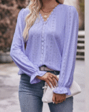 Rhea - Élégante blouse à col en V et manches à volants