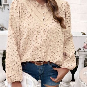 Faye - Blouse élégante à manches longues avec col rond et volants