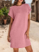 Irene - Robe mini ample à manches courtes et col rond
