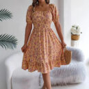 Vivian - Robe fleurie féminine à manches bouffantes