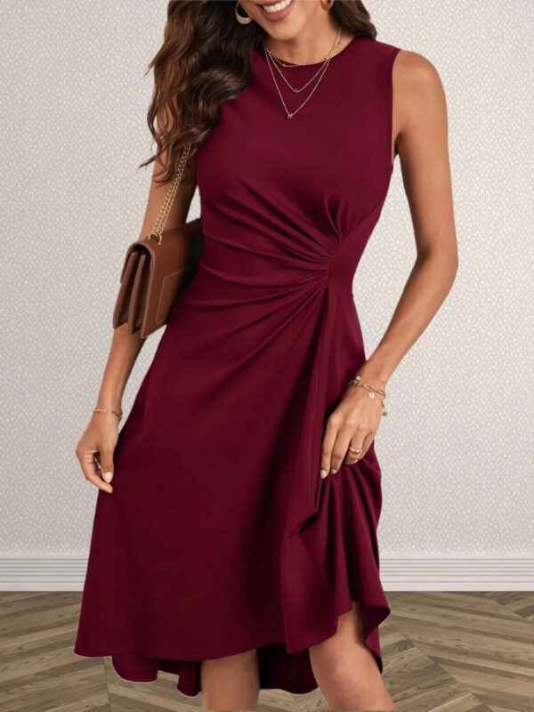 Valentina - Robe élégante sans manches à col rond et froncée – Image 3