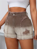 Luma - Short en jean taille haute effet vieilli ombré