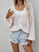 Maribel - Gilet crochet ample avec boutons sur le devant