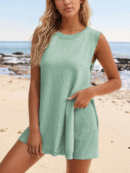 Eliza - Ensemble short et haut fendu sans manches à col rond