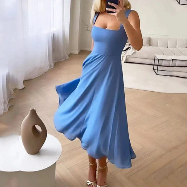 Minerva - Robe élégante sans manches de couleur unie pour femmes – Image 3