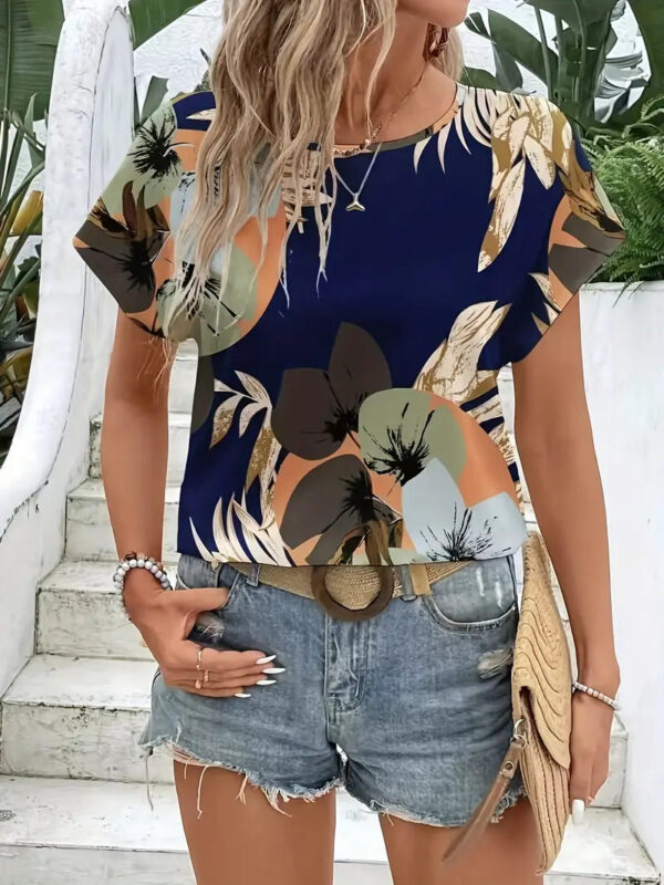 Olive - Chemisier femme élégant à motif floral et manches courtes – Image 5