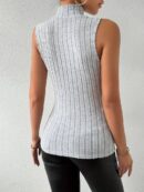Louvica - Haut col roulé côtelé sans manches pour femme
