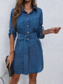 María - Robe boutonnée en jean à manches longues