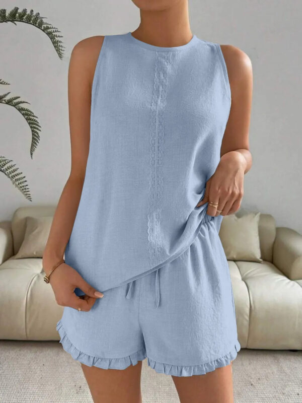 Marissa - Ensemble élégant sans manches avec col rond et short assorti – Image 4