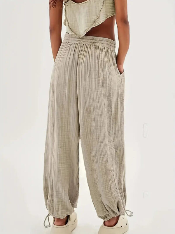 Claudia - Pantalon large décontracté de couleur unie pour femme – Image 3
