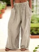 Claudia - Pantalon large décontracté de couleur unie pour femme